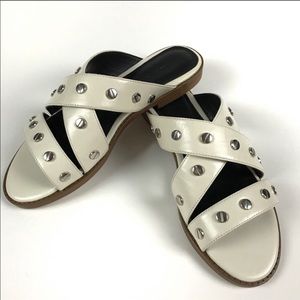 [NIB] Rebecca Minkoff - White studded slides, 6